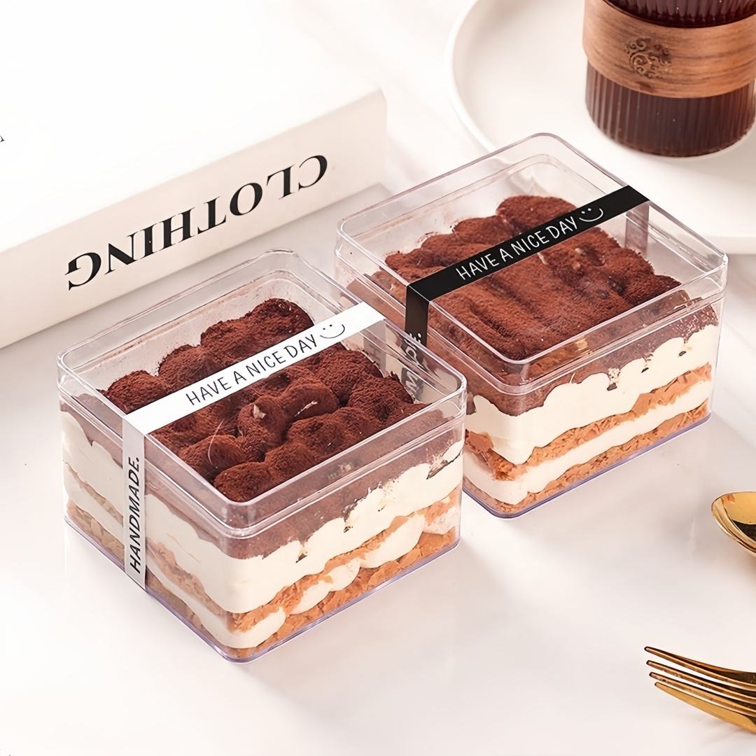 Plateau À Gâteau Rectangulaire En Acrylique Avec Couvercle