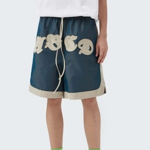 Wholesale OEM <b>Men</b> Letter Patch Drawstring Waist Nylon <b>Shorts</b> Custom logo Basketball Workout Sports <b>Jogging</b> Embossed <b>Shorts</b> - Product Image 1