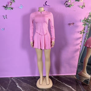 <span class=keywords><strong>Conjunto</strong></span> <span class=keywords><strong>de</strong></span> Falda <span class=keywords><strong>de</strong></span> Dos Piezas Personalizado <span class=keywords><strong>para</strong></span> Otoño, Chaqueta con Cierre <span class=keywords><strong>y</strong></span> Minifalda Plisada, Ropa Casual <span class=keywords><strong>para</strong></span> Mujer - Product Image 6