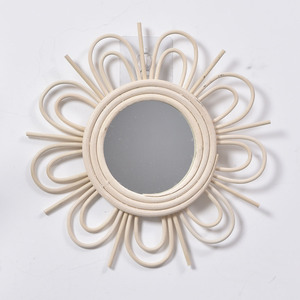 Rattan Woven <b>Mirror</b> Round 2Pcs Wall <b>Hanging</b> Decorative <b>Mirror</b> For Living Room Entryway Art Photography <b>Mirror</b> - Product Image 3