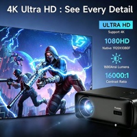 Nouveau projecteur TV Linux 1600 ANSI 1080P 4K avec autofocus/WiFi double bande, stéréo HIFI portable pour la maison et les présentations