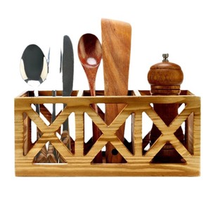 Wooden cutlery rack, kitchen chopstick holder, silverware holder, knife and fork storage <b>box</b>, breathable drying and draining - Product Image 5