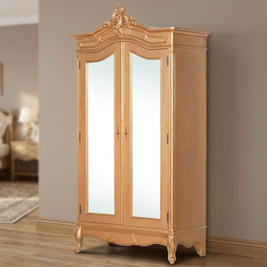 French Armoire <b>Wardrobes</b> Gold Luxury Carved Mirror Doors Two-Door Solid Wood Hotel Villa Bedroom European Design Home Furniture - Product Image 2