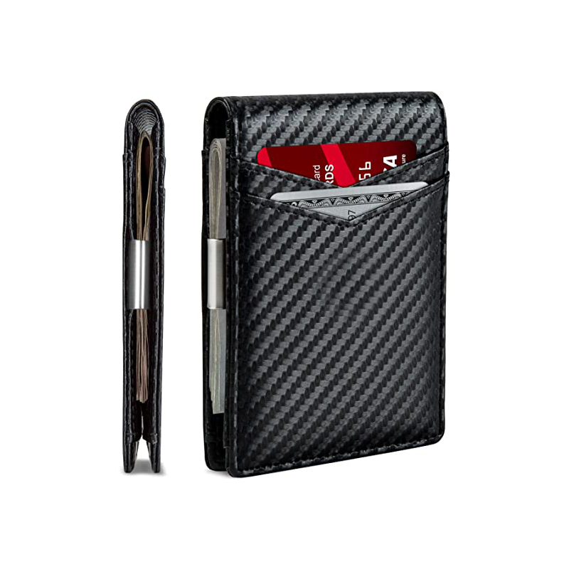 RFID мужской бумажник из углеродного волокна тонкий бумажник из углеродного волокна с зажимом для денег