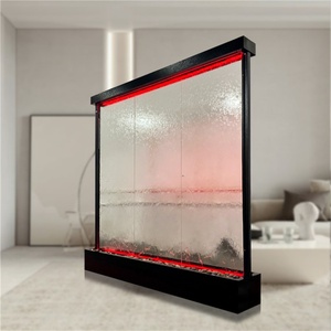 Customized Indoor Modern Design Glass Waterfall <b>Divider</b> LED <b>Screen</b> Tempered Glass Movable Function Sea Life Theme Stainless - Product Image 5