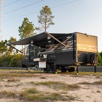 Caravane de voyage de luxe de haute qualité, adaptée aux familles, avec toit rigide, remorquable, avec salle de bain indépendante et auvent extérieur