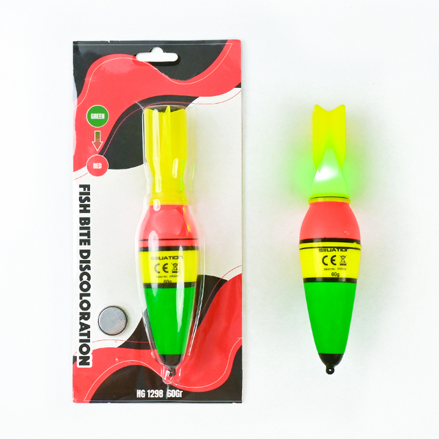 Red and Green Dual Color Light Emitting Large Belly Float for Freshwater and Saltwater Floating Fishing, Available Day and Night