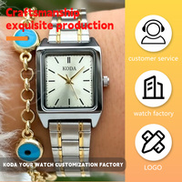Montre-bracelet à quartz pour femme avec logo personnalisé, en acier inoxydable doré, cadran carré à chiffres romains, style vintage, vente en gros OEM