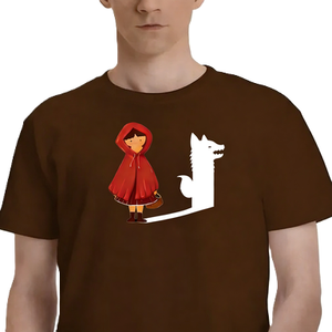 Camiseta Gráfica <span class=keywords><strong>de</strong></span> <span class=keywords><strong>Caperucita</strong></span> <span class=keywords><strong>Roja</strong></span> para Hombre, Camiseta <span class=keywords><strong>de</strong></span> Manga Corta con Sombra <span class=keywords><strong>de</strong></span> Lobo <span class=keywords><strong>de</strong></span> Cuento <span class=keywords><strong>de</strong></span> Hadas, Top Informal con Diseño Artístico - Product Image 3