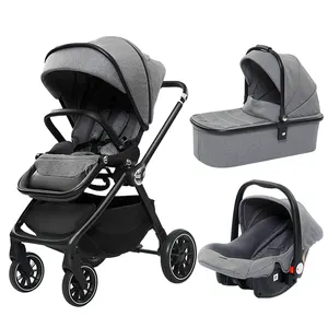 Cochecito de bebé 3 en 1 de nuevo diseño con asiento de coche reversible Cochecito de lujo 4 en 1 para bebés de 0 a 3 años Carrito para exteriores