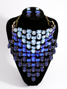 Conjunto de Joyería de Lujo Exagerado para Mujer, Gargantilla en Capas y Pendientes Colgantes, Accesorios para Fiesta, Boda, Eventos Formales - Product Image 4