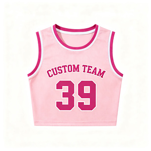 Débardeur de basketball court pour femme, sans manches, en maille, avec bordure rayée, pour les jours de match, personnalisable avec numéro d'équipe - Product Image 4