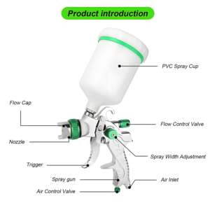 High Quality H2000 600ml 1.4mm Nozzle HVLP Hand-operated Manual Alloy Easy Assembly <b>Air</b> Power <b>Spray</b> <b>Gun</b> Mist Sprayer Gravity - Product Image 2
