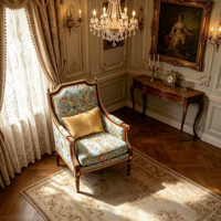 Französischer Hofstil Stoffsessel, Europäischer Geschnitzter Goldmuster-Studierstuhl, Retro Luxuriöser Europäischer Esszimmerstuhl