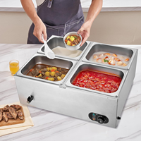 Buffet de comptoir en acier inoxydable professionnel commercial Bain Marie robinet de vidange de couvercle de corps de contrôle de tempérament électrique pour la restauration