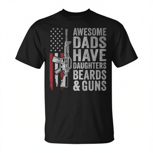 Los padres geniales tienen hijas, barbas y armas, camiseta para el día del padre - Product Image 2