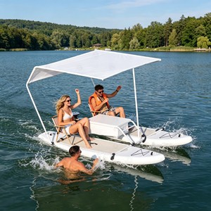 Yate Deportivo Inflable de PVC para 2-4 Personas, Tabla de Paddle Surf, Pontón de Pesca, Catamarán Inflable Portátil con <span class=keywords><strong>Pedales</strong></span> - Product Image 6