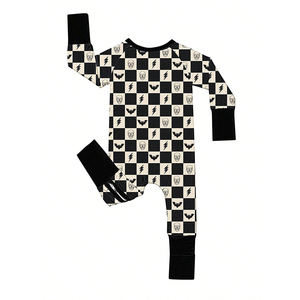 Organc Barboteuse pour bébé Vêtements pour nouveau-né en fibre de bambou avec impression personnalisée et fermeture éclair Vêtements durables pour bébé Pyjamas en bambou avec fermeture éclair - Product Image 3