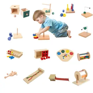 Adena Montessori asilo educativo in legno Montessori supporti didattici giocattoli scatola di monete per bambini-6 pezzi monete in 3 colori