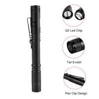 QXMOVING Lampe torche stylo personnalisée avec logo, en alliage d'aluminium, étanche, à piles AAA, petite, promotionnelle, portable, EDC, avec clip
