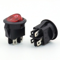 Interrupteur à bascule rond de 20 mm KCD1 à 4 broches, 2 positions, éclairé, mini-interrupteur pour bateau, 6A 250VAC, pour le contrôle de l'alimentation des petits appareils