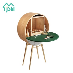 Thiết Kế Mới Hiện Đại Gỗ Kim Loại Chân Đồ Nội Thất Hình Tròn Kính Bàn Trang Điểm Nhân Đôi Cho Phòng Ngủ - Product Image 6