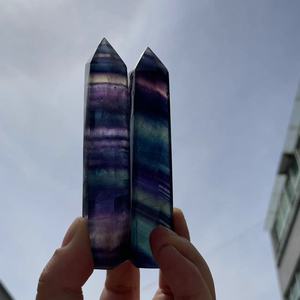 Natural Fengshui Wands Quartz Crystals Stones Points Gemstone Stone Crafts Semiprecious Rainbow Fluorite Tower Crystal <b>Gift</b> - Product Image 1