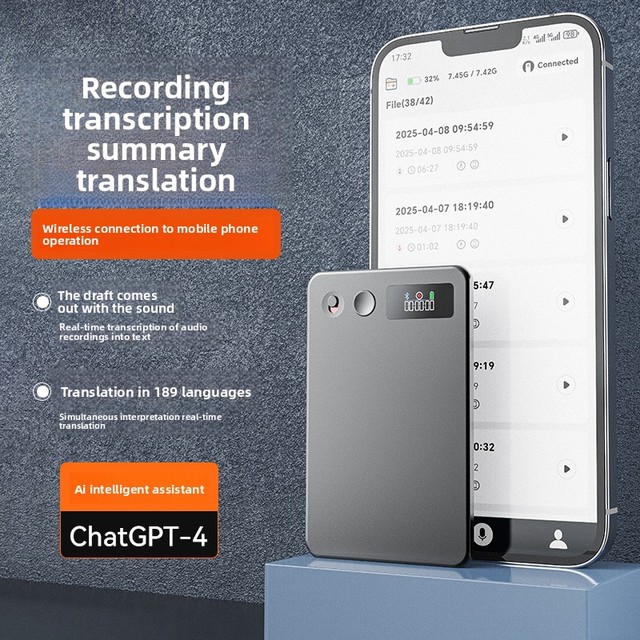 A3(YXP) Aluminum Alloy USB 2.0 AI Ultra-thin HD Noise-reduction Voice Recorder Smart Transcription Translation ChatGPT