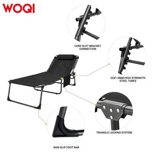 Lit de camping Woqi 200x68x35cm, pliable et inclinable, avec oreiller, pour les voyages et l'extérieur - Product Image 3