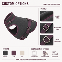 Harnais pour chien en polaire de couleur unie avec laisse, nœud papillon et collier réglables pour une utilisation quotidienne, toutes saisons, vêtements pour animaux de compagnie