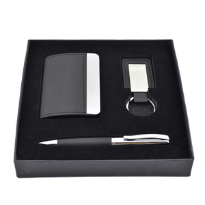 Custom Logo Business Gift Set for Fathers Day-Souvenir Notebook Card Holder Keychain and Pen All in One Promotional Gift
