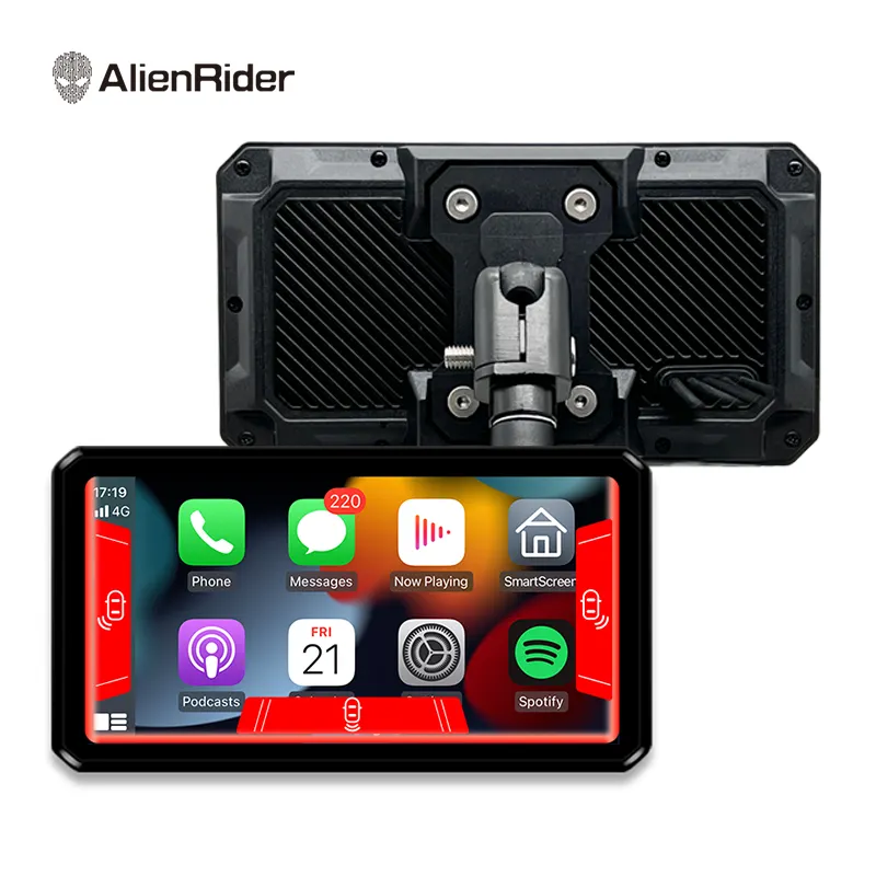AlienRider M2 Pro Motorrad Dashcam CarPlay Android Auto Navigation 6,1 Zoll Touchscreen 77 GHz Millimeterwellen-Radar BSD