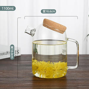 <span class=keywords><strong>Carafe</strong></span> à eau en verre borosilicaté Offres Spéciales 1200mL pichet à eau en verre résistant à la chaleur avec couvercle en liège - Product Image 5
