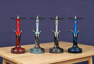 Modern Glass <b>Hookah</b> Stainless Steel Shisha Base Metal <b>Pipe</b> Body Double Hose Lounge Use - Product Image 2
