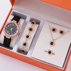 UM JEWELRY Novo Relógio de Pulso Feminino com Mostrador Cravado em Pedras Preciosas e Pulseira de Couro, Conjunto de Relógio e Pulseira, Atacado, Dia dos Namorados - Product Image 6