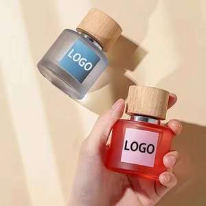 Bán Buôn Colourful 50Ml Rỗng Phun Nước Hoa Chai Thủy Tinh Mờ Vòng Chai Nước Hoa Với Nắp Bằng Gỗ - Product Image 1