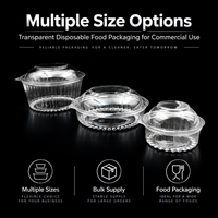 Bol à salade rond transparent en PET avec couvercle à charnière haute en plastique transparent pour salades fraîches, restauration, vente directe d'usine