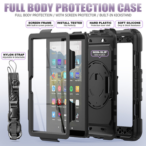 Pour étui Kindle 360 Rotation dragonne et béquille étui pour tablette en Silicone pour <span class=keywords><strong>Amazon</strong></span> kindle fire <span class=keywords><strong>HD</strong></span> 8 plus 2020 housse de protection - Product Image 5