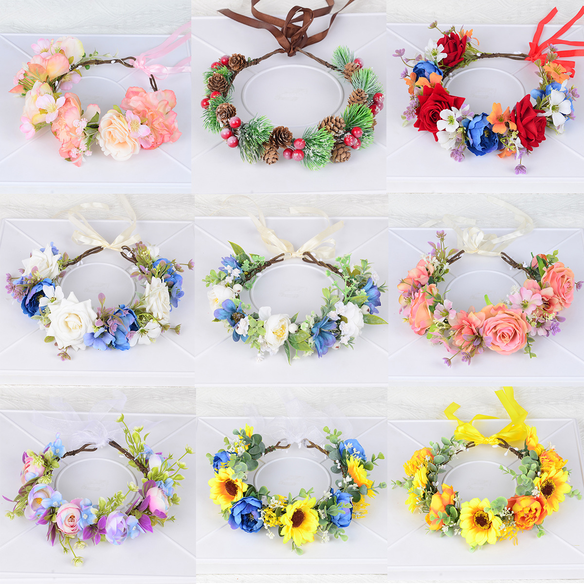 New Forest Style Garland Simulated Flower Kids Hair Accessories for Fairy Bride Travel Vacation Photo Studio Shoots Headbands
