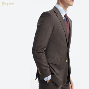 Elegante Traje de Hombre Marrón, Corte Entallado, de Un Solo Pecho |   Tela TR de Poliéster/Rayón de 2 Piezas |   Antiarrugas, Antiencogimiento, Fácil Cuidado - Product Image 2