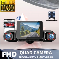 Cámara para Vehículo Lancol A35 de 4 Canales, Grabación Cuádruple 1080P, 360° Frontal+Izquierda+Derecha+Trasera, Pantalla IPS de 2.4'', WiFi Opcional, Sensor G, Visión Nocturna