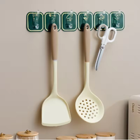 6 en 1 en plastique multifonction non perforé crochet de porte crochets muraux en gros pour cuisine salon