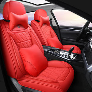 Funda de asiento de coche de alta calidad, de cuero rojo, personalizada, Beige, accesorios de Interior para Toyota - Product Image 3
