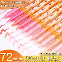 Ensemble de stylos acryliques Guangna 12 couleurs pour peinture sur peau, pinceaux en plastique pour dessin et croquis