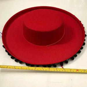 Chapéu de feltro vermelho para dança latina, espanha, méxico, espanhol