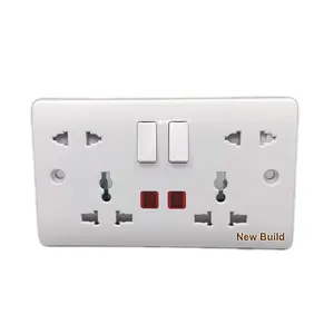 2 Gang Universal bakelite Wall Sockets Double Electrical 5-pin Plug Socket With light