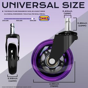 3 Inch Silent <span class=keywords><strong>Swivel</strong></span> <span class=keywords><strong>PU</strong></span> Furniture <span class=keywords><strong>Caster</strong></span> <span class=keywords><strong>Wheel</strong></span> 360 Graus Giratória para Escritório Cadeira e Mesa Adequado para Gaming Chair - Product Image 5