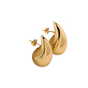 Pendientes de aro de lágrima ligeros y <span class=keywords><strong>gruesos</strong></span> grandes a la moda, impermeables, hipoalergénicos, chapados en oro, de acero inoxidable, <span class=keywords><strong>aros</strong></span> de moda <span class=keywords><strong>gruesos</strong></span> - Product Image 1
