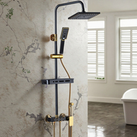 Hôtel de luxe Kits en laiton pluie pluie système de douche de salle de bain noir or mitigeur thermostatique