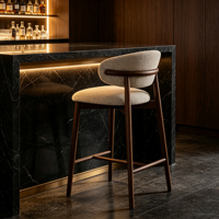Tabourets de bar modernes en bois massif avec siège rembourré, repose-pieds, sans accoudoirs, pour îlot de cuisine, comptoir, bar, café, hôtel, restaurant, maison